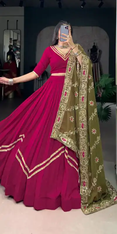 LNB 1692 Rani Pink Pure Rayon Embroidery Work & Sequins Work Lehenga Choli in . Now at just ₹3199. Delivery 4-6 Working Days. Shop now. | Embroidered Lehenga, Bollywood Lehenga, Creative Lehenga, Designer Lehenga, Lehenga, Party Wear Lehenga