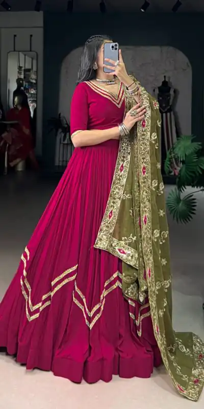 LNB 1692 Rani Pink Pure Rayon Embroidery Work & Sequins Work Lehenga Choli in . Now at just ₹3199. Delivery 4-6 Working Days. Shop now. | Embroidered Lehenga, Bollywood Lehenga, Creative Lehenga, Designer Lehenga, Lehenga, Party Wear Lehenga