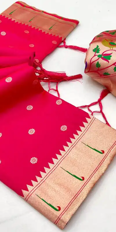 MB 150 Red A Pethani silk Saree Perfect for Wedding, Party, Baisakhi, Reception, Traditional Day – . Affordable Price ₹2549. Delivery 4-6 Working | Bollywood Sarees, Creative Sarees, Designer Sarees, Embroidered Sarees, Ethnic Saree, Modern Digital sarees, Party Wear Sarees, Sarees