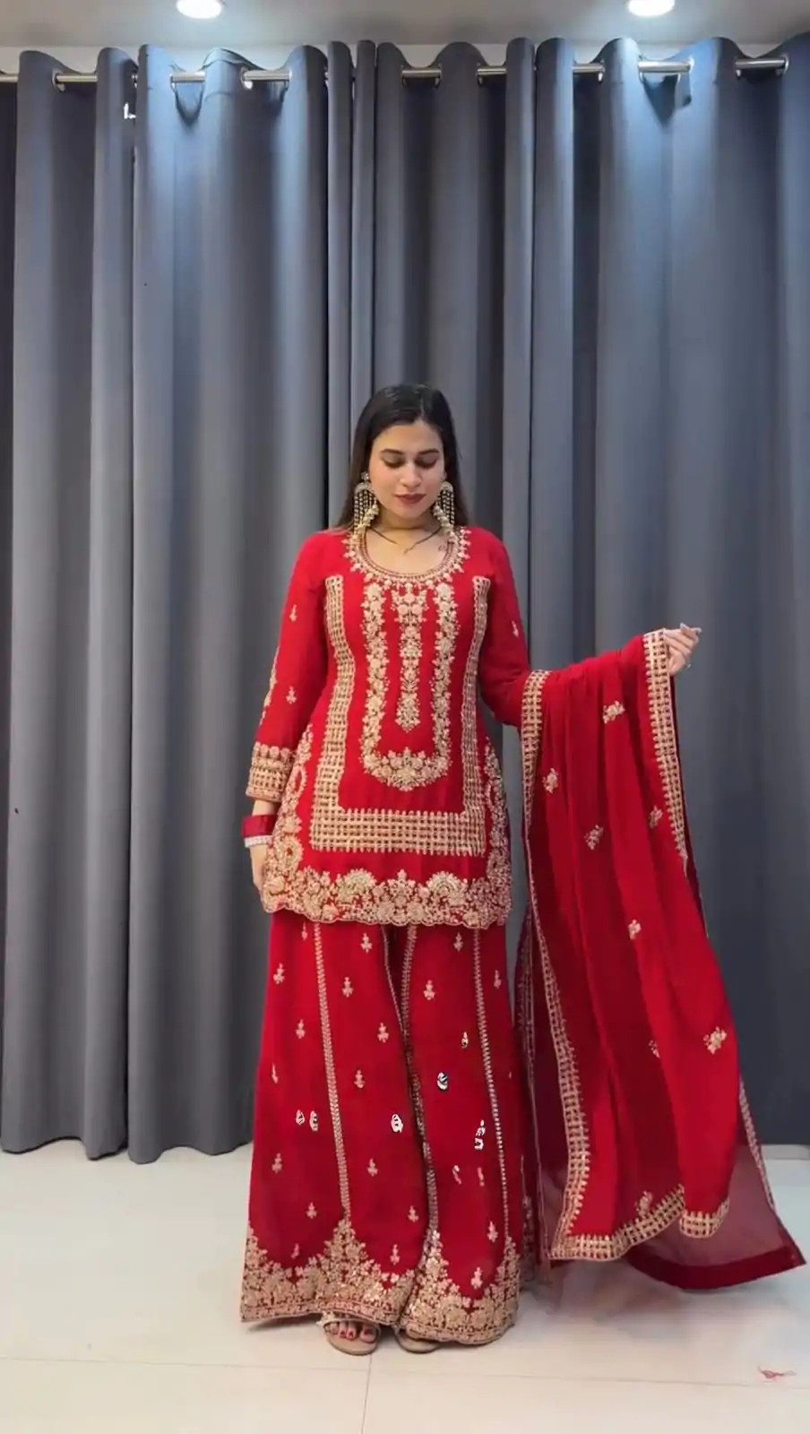 KD 1533 Red Blooming Georgette Salwar Suit Perfect for Wedding, Party, Ethnic Day, Housewarming, Pongal . Available at ₹2149 only. Delivery 4-6 Workin | Designer Suits, Casual Suits, Creative suits, Palazzo Suits, Party Wear Suits, Patiala Suits, Salwar suit, Straight Suits