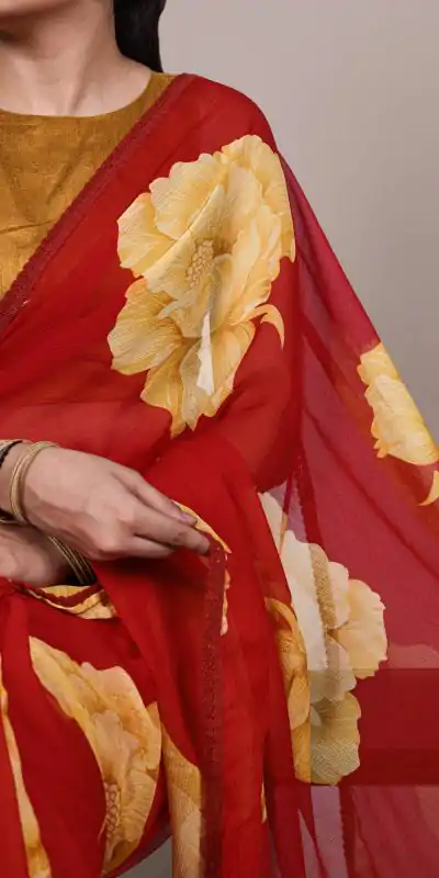 YNF 7033 Red Color Chiffon Lace Work & Lace Border Saree . Wedding, Party, Festive, Events Available at ₹1499 only. Delivery 4-6 Working Days. Shop now. | Bollywood Sarees, Creative Sarees, Designer Sarees, Embroidered Sarees, Ethnic Saree, Modern Digital sarees, Party Wear Sarees, Sarees