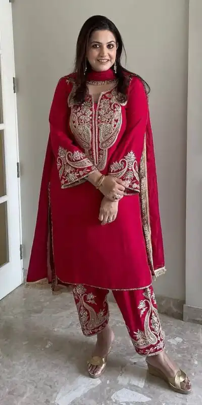 ZSR 3097 Red Pure Chinnon Silk With Embroidery Sequence Work With Full Sleeve Salwar Suit Wedding, Party, Festive, Events Exclusive Offer ₹1899. D | Jump Suits, Tops & Bottoms, Track Suits, Trendy Wear, Casual Suits, Creative suits, Designer Suits, Palazzo Suits, Party Wear Suits, Patiala Suits, Salwar suit, Straight Suits
