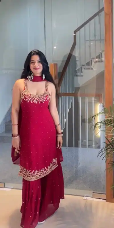 KD 1531 Red Faux Georgette Lace Work Salwar Suit in . Wedding, Party, Festive, Events, Grab it for ₹2399. Delivery 4-6 Working Days. Shop now. | Jump Suits, Tops & Bottoms, Track Suits, Trendy Wear, Casual Suits, Creative suits, Designer Suits, Palazzo Suits, Party Wear Suits, Patiala Suits, Salwar suit, Straight Suits