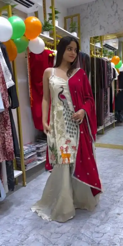 LG 1994 Red Color French Crape Embroidery Work Salwar Suit Casual, Wedding, Festive, Events . Expected Delivery  4-6 Working Days @1999/- only      | Designer Suits, Jump Suits, Casual Suits, Creative suits, Palazzo Suits, Party Wear Suits, Patiala Suits, Salwar suit, Straight Suits