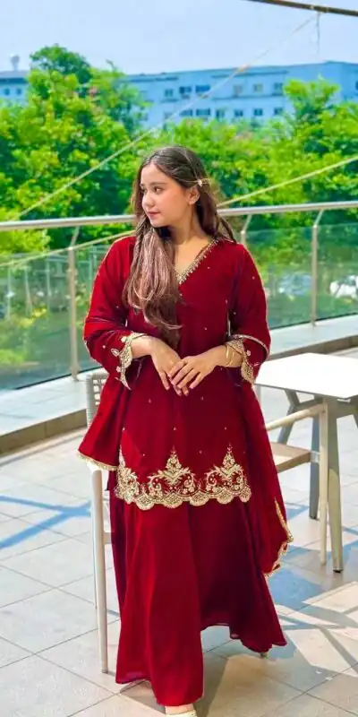RTC 5852 Red Color Chinon Silk Thread Sequence Work Salwar Suit Casual, Wedding, Festive, Events . Expected Delivery  4-6 Working Days @2099/- only      | Jump Suits, Casual Suits, Creative suits, Designer Suits, Palazzo Suits, Party Wear Suits, Patiala Suits, Salwar suit, Straight Suits