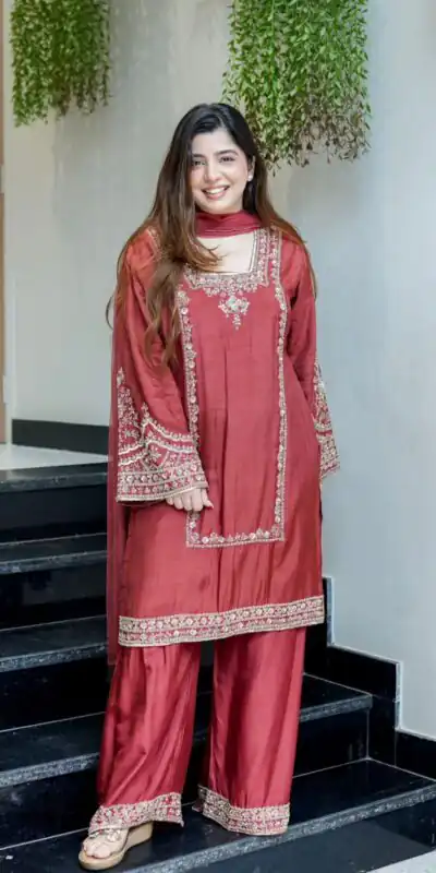 ZSR 3138 Red German Chiffon With Embroidery Work with Full Sleeve Salwar Suit Wedding, Party, Festive, Events,Now at just ₹1949. Delivery 4-6 Worki | Jump Suits, Casual Suits, Creative suits, Designer Suits, Palazzo Suits, Party Wear Suits, Patiala Suits, Salwar suit, Straight Suits