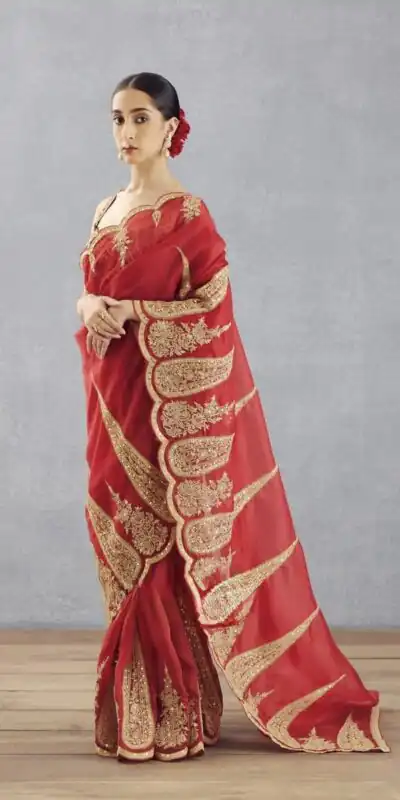 DF Queen Red Organza Tissue Saree with Sequins Work & Embroidery. Festive Deal ₹2499. Delivery 4-6 Working Days. Shop now. | Bollywood Sarees, Creative Sarees, Designer Sarees, Embroidered Sarees, Ethnic Saree, Modern Digital sarees, Party Wear Sarees, Sarees