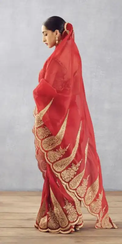 DF Queen Red Organza Tissue Saree with Sequins Work & Embroidery. Festive Deal ₹2499. Delivery 4-6 Working Days. Shop now. | Bollywood Sarees, Creative Sarees, Designer Sarees, Embroidered Sarees, Ethnic Saree, Modern Digital sarees, Party Wear Sarees, Sarees