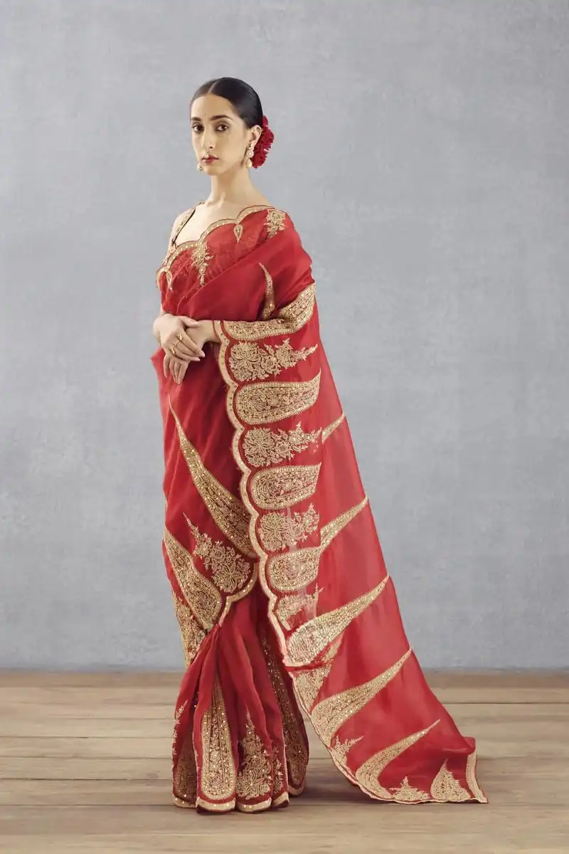 DF Queen Red Organza Tissue Saree with Sequins Work & Embroidery. Festive Deal ₹2499. Delivery 4-6 Working Days. Shop now. | Bollywood Sarees, Creative Sarees, Designer Sarees, Embroidered Sarees, Ethnic Saree, Modern Digital sarees, Party Wear Sarees, Sarees