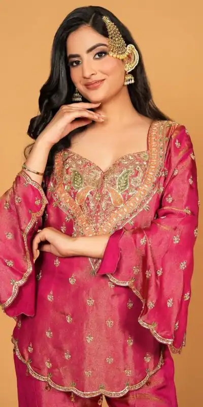 NSR 852 Red Simar Silk With Embroidery Work with Full Sleeve Salwar Suit in . Now at just ₹2099. Delivery 4-6 Working Days. Shop n | Jump Suits, Casual Suits, Creative suits, Designer Suits, Palazzo Suits, Party Wear Suits, Patiala Suits, Salwar suit, Straight Suits