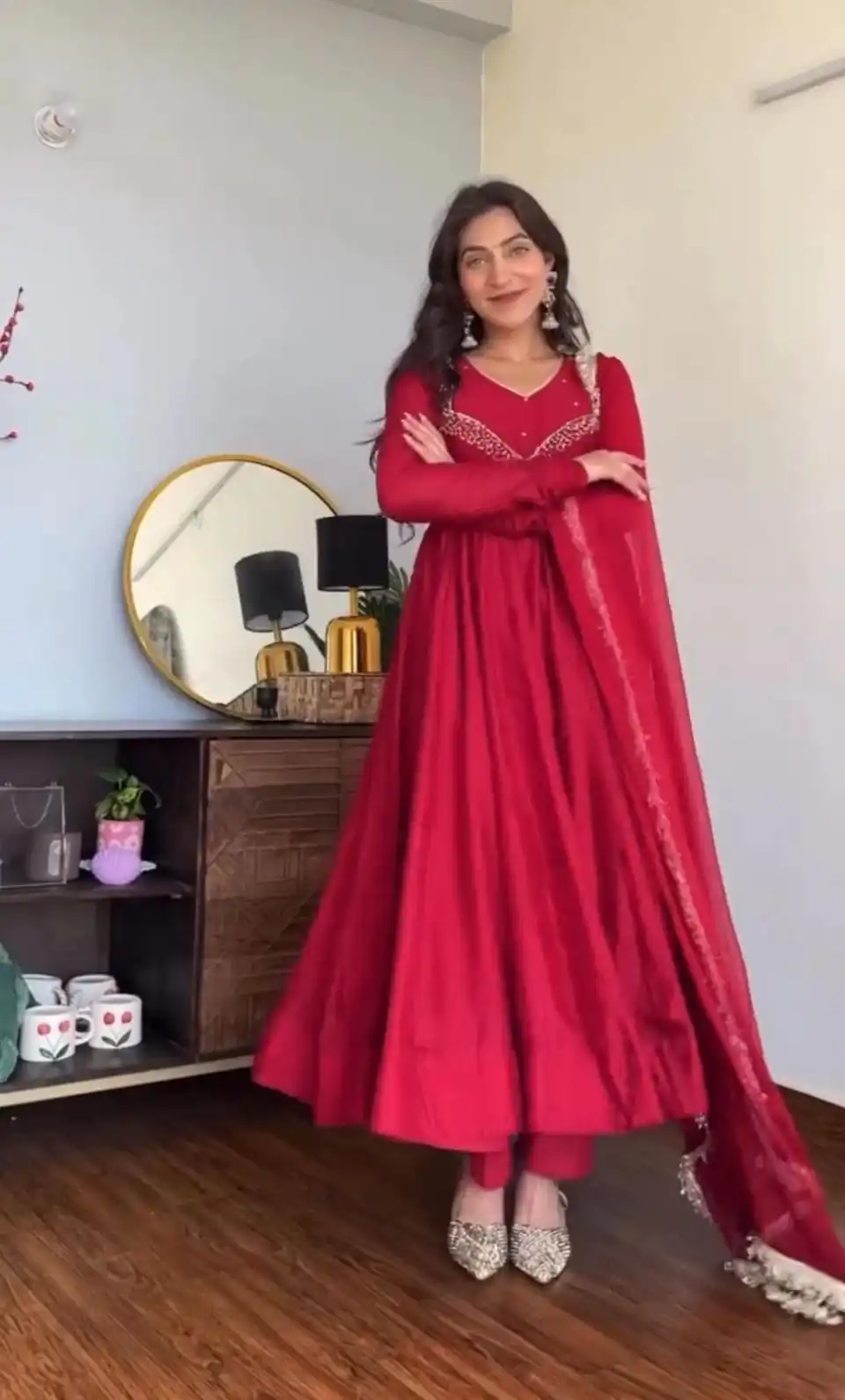 VLM 238 Red in Star Georgette. Lace Work Gown Wedding, Party, Festive, Events at ₹1999 only. Delivery 4-6 Working Days. Shop now. | Bollywood Gowns, Creative Gowns, Designer Gowns, Embroidered Gowns, Gowns, Party Wear Gowns