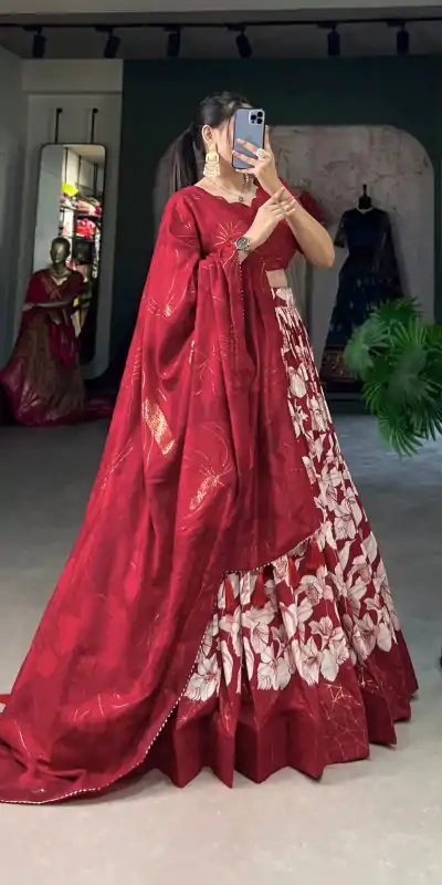 LNB 1213 Red in Tasar Silk Designer Work Lehenga Choli . Wedding, Party, Festive, Events, Special Price ₹2449. Delivery 4-6 Working Days. Shop now. | Bollywood Lehenga, Creative Lehenga, Designer Lehenga, Embroidered Lehenga, Lehenga, Party Wear Lehenga