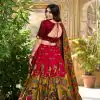 LNB 1219 Red Tasar Silk With Gotta Patti Work & Kalamkari Print Lehenga Choli . Best Price ₹2449. Delivery 4-6 Working Days. Shop now. | Bollywood Lehenga, Creative Lehenga, Designer Lehenga, Embroidered Lehenga, Lehenga, Party Wear Lehenga