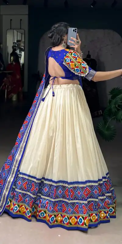 LNB 1735 Royal Blue in Tasar Silk Mirror Work & Gamthi Work Lehenga Choli . Get it for ₹2999. Delivery 4-6 Working Days. Shop now. | Bollywood Lehenga, Creative Lehenga, Designer Lehenga, Embroidered Lehenga, Lehenga, Party Wear Lehenga