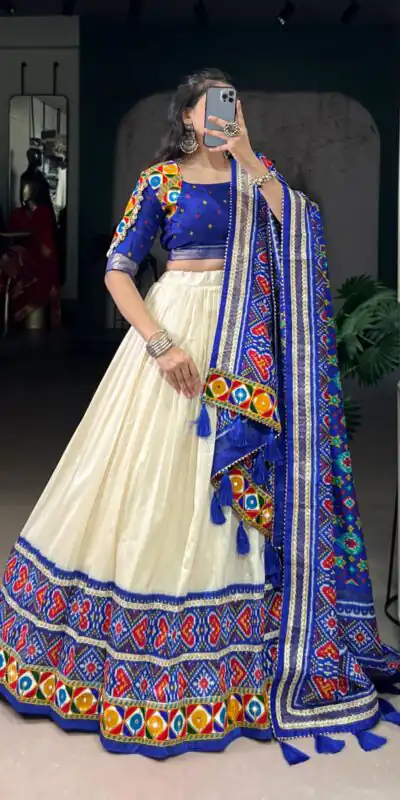 LNB 1735 Royal Blue in Tasar Silk Mirror Work & Gamthi Work Lehenga Choli . Get it for ₹2999. Delivery 4-6 Working Days. Shop now. | Bollywood Lehenga, Creative Lehenga, Designer Lehenga, Embroidered Lehenga, Lehenga, Party Wear Lehenga