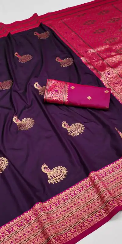 MB Morni Royal Purple in Soft Silk Zari Work & Lace Work Saree . Wedding, Party, Festive, Events, Grab it for ₹2099. Delivery 4-6 Working Days. Shop now. | Bollywood Sarees, Creative Sarees, Designer Sarees, Embroidered Sarees, Ethnic Saree, Modern Digital sarees, Party Wear Sarees, Sarees