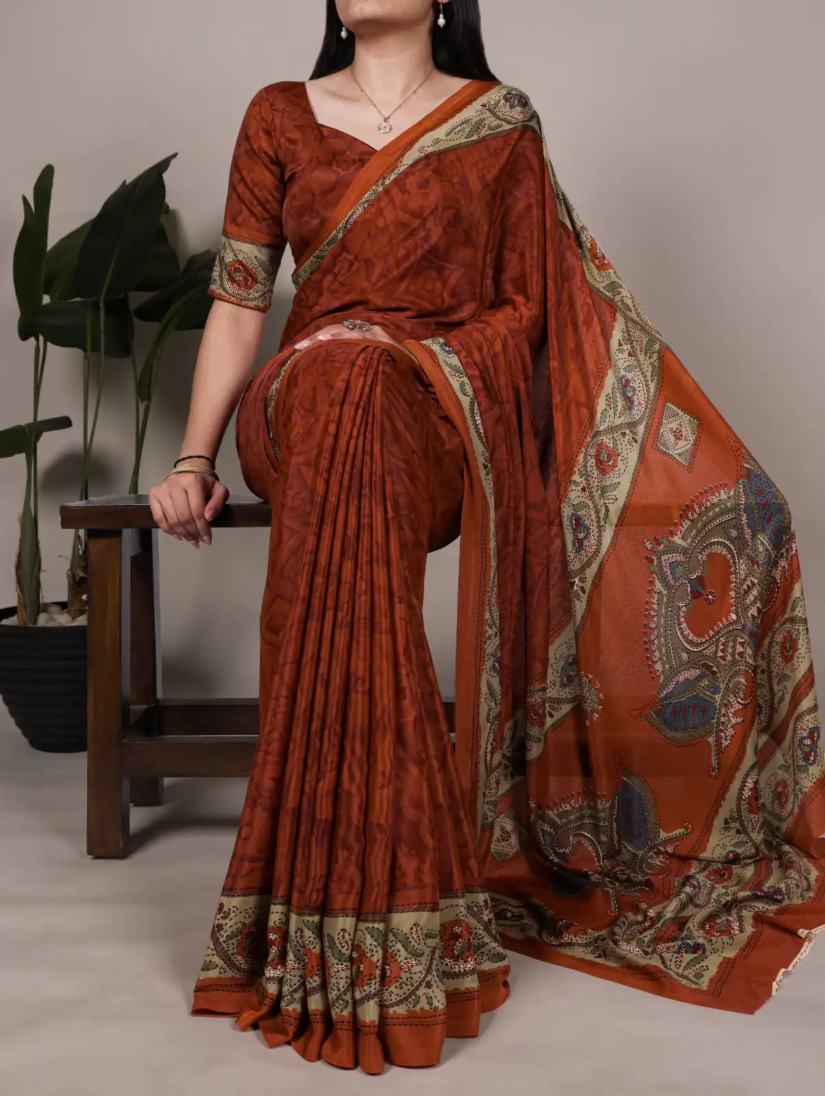 YNF 7056 Rust Crepe Printed with Designer Saree Work. Wedding, Party, Festive, Events, Get it for ₹1499. Delivery 4-6 Working Days. Shop now. | Bollywood Sarees, Creative Sarees, Designer Sarees, Embroidered Sarees, Ethnic Saree, Modern Digital sarees, Party Wear Sarees, Sarees