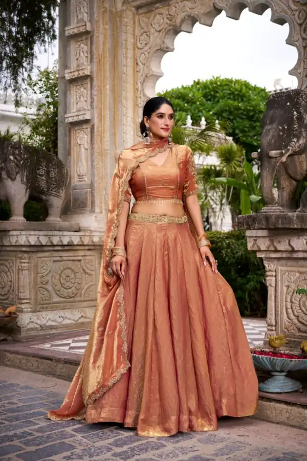 Rust Fendi Sequins Work Embroidery Work Lehenga Choli Rust Fendi Sequins Work Embroidery Work Lehenga Choli