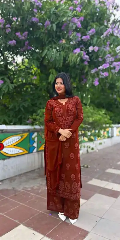 BE 394 Rust Georgette with Embroidery Work & Lace Work Salwar Suit . Available at ₹1849 only. Delivery 4-6 Working Days. Shop now. | Designer Suits, Jump Suits, Tops & Bottoms, Track Suits, Trendy Wear, Casual Suits, Creative suits, Palazzo Suits, Party Wear Suits, Patiala Suits, Salwar suit, Straight Suits