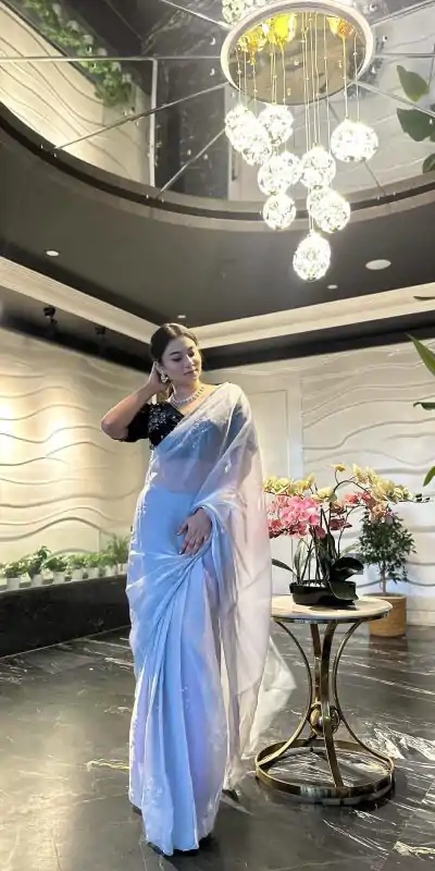 AC JIYA Silver Soft Jimmy Chuu with Lace Border & Lace Work Saree . Available at ₹3049 only. Delivery 4-6 Working Days. Shop now. | Bollywood Sarees, Creative Sarees, Designer Sarees, Embroidered Sarees, Ethnic Saree, Modern Digital sarees, Party Wear Sarees, Sarees