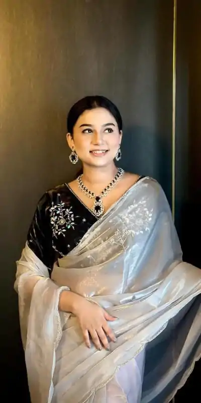 AC JIYA Silver Soft Jimmy Chuu with Lace Border & Lace Work Saree . Available at ₹3049 only. Delivery 4-6 Working Days. Shop now. | Bollywood Sarees, Creative Sarees, Designer Sarees, Embroidered Sarees, Ethnic Saree, Modern Digital sarees, Party Wear Sarees, Sarees