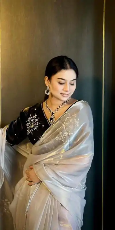 AC JIYA Silver Soft Jimmy Chuu with Lace Border & Lace Work Saree . Available at ₹3049 only. Delivery 4-6 Working Days. Shop now. | Bollywood Sarees, Creative Sarees, Designer Sarees, Embroidered Sarees, Ethnic Saree, Modern Digital sarees, Party Wear Sarees, Sarees