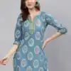 INLI Blush 2.0 Sky Blue Cotton Printed Designer Work Kurti in . Wedding, Party, Festive, Events, Special Price ₹1269. Delivery 4-6 Working Days. Shop now. | Bollywood Kurti, Creative Kurtis, Designer Kurti, Kurti, Party Wear Kurti, Selfie Kurti