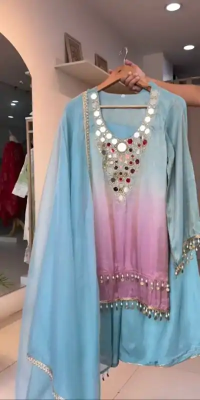 LG 2008 Sky Blue Printed Crape Silk with Mirror Work & Embroidery Work Salwar Suit . Affordable Price ₹1949. Delivery 4-6 Working Days. Shop now. | Designer Suits, Jump Suits, Tops & Bottoms, Track Suits, Trendy Wear, Casual Suits, Creative suits, Palazzo Suits, Party Wear Suits, Patiala Suits, Salwar suit, Straight Suits