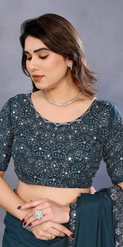 BT 12 Teal Blue Soft Star Georgette Silk with Embroidery Work & Mirror Work Saree . Exclusive Offer ₹1999. Delivery 4-6 Working Days. Shop now. | Bollywood Sarees, Creative Sarees, Designer Sarees, Embroidered Sarees, Ethnic Saree, Modern Digital sarees, Party Wear Sarees, Sarees