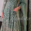 Teal Faux Georgette Lace Embroidery Work Salwar Suit