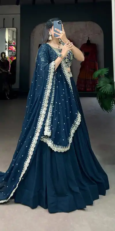 LNB 1405 Teal in Teal Georgette Sequins Work & Embroidery Work Lehenga Choli . Available at ₹3099 only. Delivery 4-6 Working Days. Shop now. | Bollywood Lehenga, Creative Lehenga, Designer Lehenga, Embroidered Lehenga, Lehenga, Party Wear Lehenga