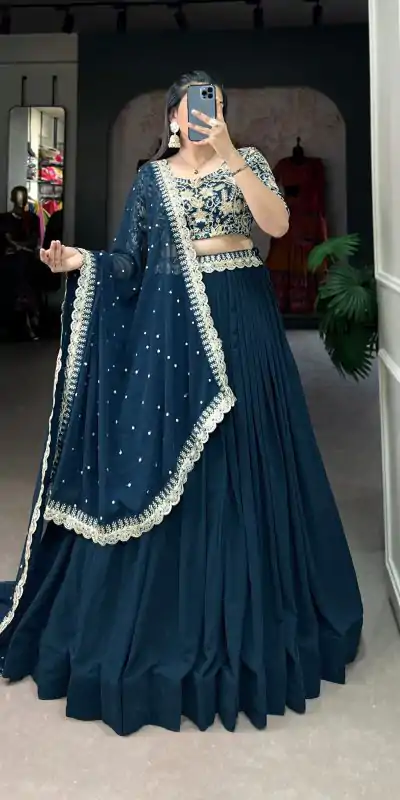 LNB 1405 Teal in Teal Georgette Sequins Work & Embroidery Work Lehenga Choli . Available at ₹3099 only. Delivery 4-6 Working Days. Shop now. | Bollywood Lehenga, Creative Lehenga, Designer Lehenga, Embroidered Lehenga, Lehenga, Party Wear Lehenga