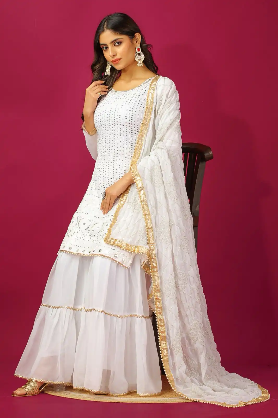SR 1671 White Georgette Salwar Suit Perfect for Wedding, Party, Cultural Events, Temple Visit, Lohri Now at just ₹1799. Delivery 4-6 Working Days. | Jump Suits, Tops & Bottoms, Track Suits, Trendy Wear, Casual Suits, Creative suits, Designer Suits, Palazzo Suits, Party Wear Suits, Patiala Suits, Salwar suit, Straight Suits