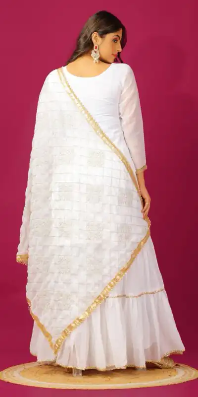 SR 1671 White Georgette Salwar Suit Perfect for Wedding, Party, Cultural Events, Temple Visit, Lohri Now at just ₹1799. Delivery 4-6 Working Days. | Jump Suits, Tops & Bottoms, Track Suits, Trendy Wear, Casual Suits, Creative suits, Designer Suits, Palazzo Suits, Party Wear Suits, Patiala Suits, Salwar suit, Straight Suits