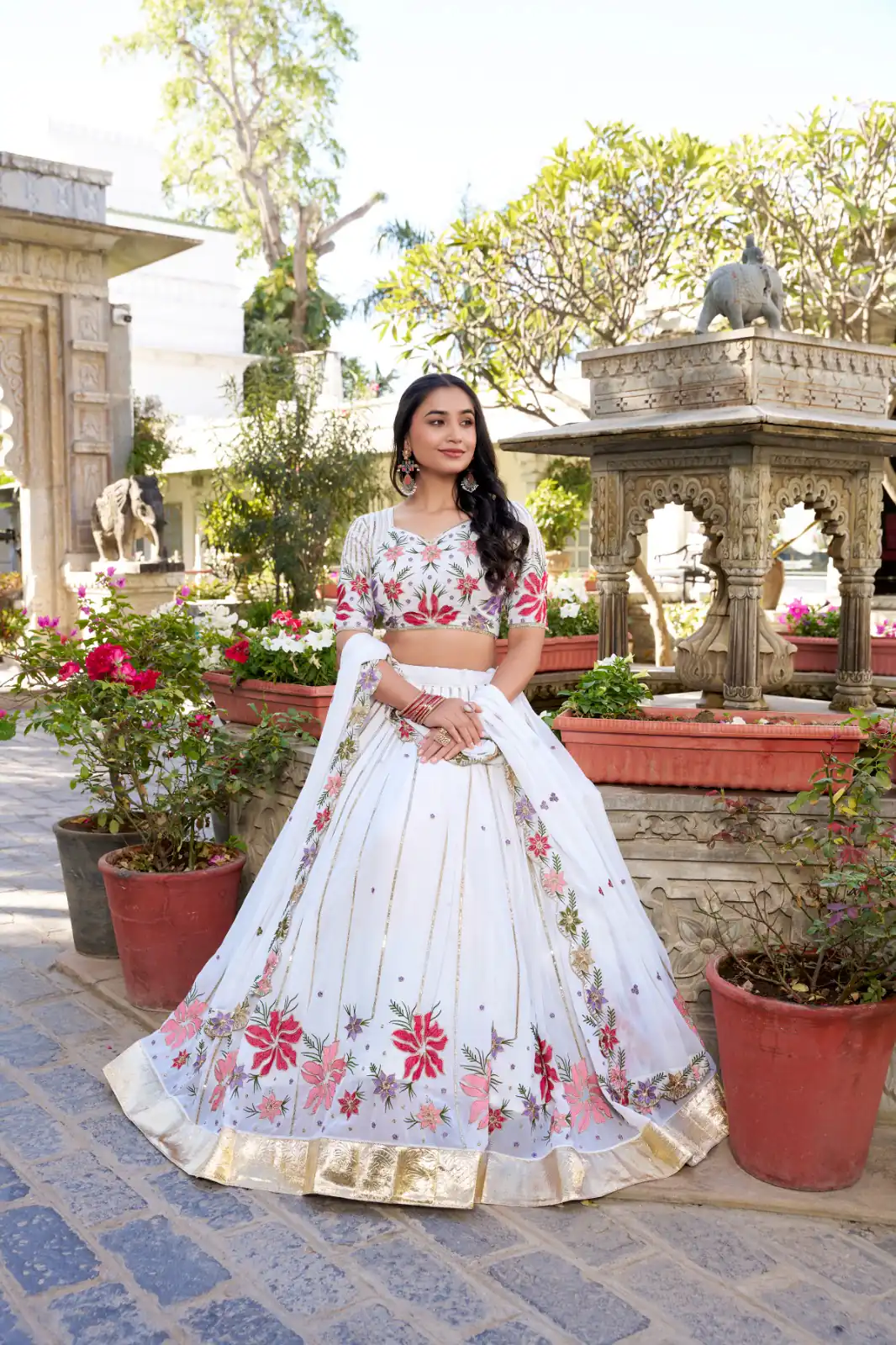 LNB 1413 White Georgette With Sequins Work & Embroidery Work Lehenga Choli . Affordable Price ₹3299. Delivery 4-6 Working Days. Shop now. | Bollywood Lehenga, Creative Lehenga, Designer Lehenga, Embroidered Lehenga, Lehenga, Party Wear Lehenga