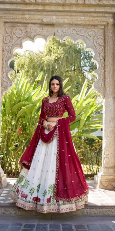 LNB 1412 White Georgette With Sequins Work & Embroidery Work Lehenga Choli Affordable Price ₹2799. Delivery 4-6 Working Days. Shop now. | Bollywood Lehenga, Creative Lehenga, Designer Lehenga, Embroidered Lehenga, Lehenga, Party Wear Lehenga