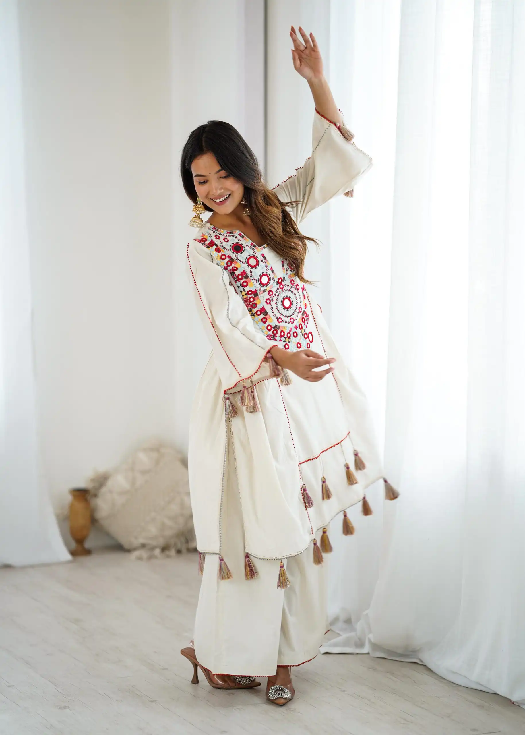 SRK 5286 White in Khadi Cotton Mirror Work & Embroidery Work Salwar Suit . Now at just ₹2099. Delivery 4-6 Working Days. Shop now. | Jump Suits, Casual Suits, Creative suits, Designer Suits, Palazzo Suits, Party Wear Suits, Patiala Suits, Salwar suit, Straight Suits