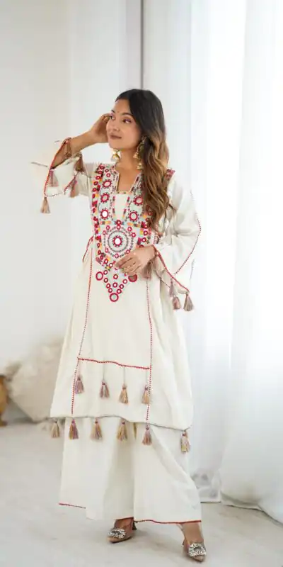 SRK 5286 White in Khadi Cotton Mirror Work & Embroidery Work Salwar Suit . Now at just ₹2099. Delivery 4-6 Working Days. Shop now. | Jump Suits, Casual Suits, Creative suits, Designer Suits, Palazzo Suits, Party Wear Suits, Patiala Suits, Salwar suit, Straight Suits