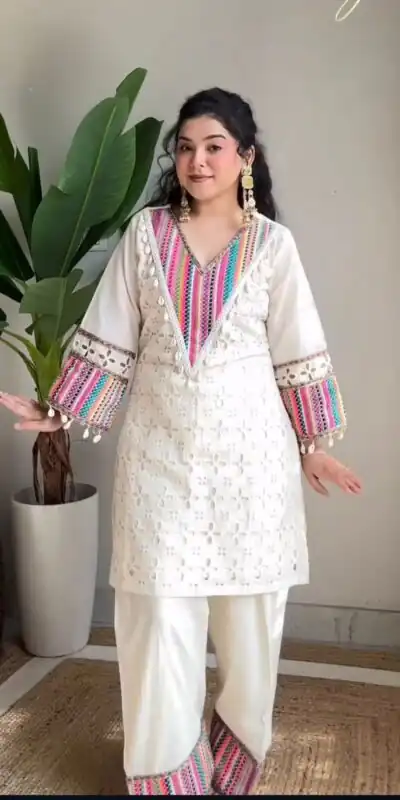 SR 1683 White Khadi Cotton with Thread Embroidery & Embroidery Work Salwar Suit just ₹1999. Delivery 4-6 Working Days. Shop now. | Jump Suits, Tops & Bottoms, Track Suits, Trendy Wear, Casual Suits, Creative suits, Designer Suits, Palazzo Suits, Party Wear Suits, Patiala Suits, Salwar suit, Straight Suits