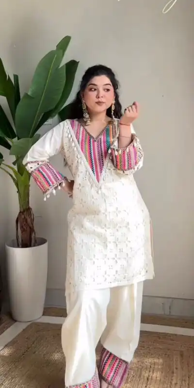 SR 1683 White Khadi Cotton with Thread Embroidery & Embroidery Work Salwar Suit just ₹1999. Delivery 4-6 Working Days. Shop now. | Jump Suits, Tops & Bottoms, Track Suits, Trendy Wear, Casual Suits, Creative suits, Designer Suits, Palazzo Suits, Party Wear Suits, Patiala Suits, Salwar suit, Straight Suits