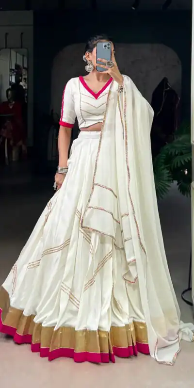 LNB 1622 White Color Rayon Embossed Design Gota Patti Lace Touch Up Lehenga Choli Wedding, Party, Festive, Events Etc. Delivery 4-6 Working Days Rs 3199 | Bollywood Lehenga, Creative Lehenga, Designer Lehenga, Embroidered Lehenga, Lehenga, Party Wear Lehenga