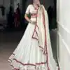 White Rayon Mirror Gamthi Work Lehenga Choli