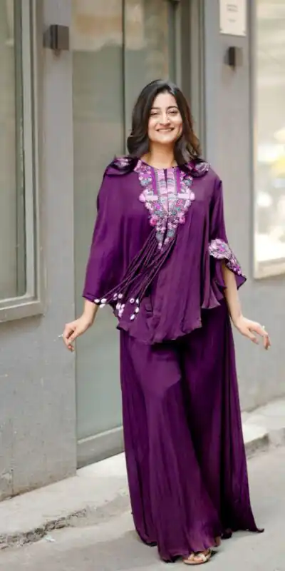 BE 349 Wine Color Air Chinon Sequence Embroidered Work Salwar Suit Casual, Wedding, Festive, Events . Expected Delivery  4-6 Working Days @1999/- only      | Jump Suits, Casual Suits, Creative suits, Designer Suits, Palazzo Suits, Party Wear Suits, Patiala Suits, Salwar suit, Straight Suits