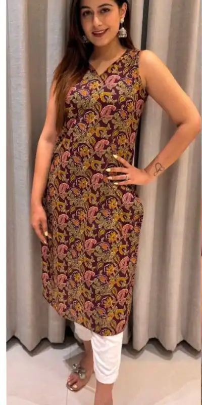 INLI Blush 7.0 Wine Color Cotton With Printed Designer Work Kurti . Get it for ₹1269. Delivery 4-6 Working Days. Shop now. | Bollywood Kurti, Creative Kurtis, Designer Kurti, Kurti, Party Wear Kurti, Selfie Kurti