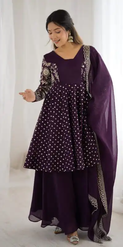 ZSR 3134 Wine Crunchy Silk Salwar Suit Perfect for Wedding, Party, Sangeet, Anniversary, Housewarming Introductory Price ₹2399. Delivery 4-6 | Jump Suits, Casual Suits, Creative suits, Designer Suits, Palazzo Suits, Party Wear Suits, Patiala Suits, Salwar suit, Straight Suits