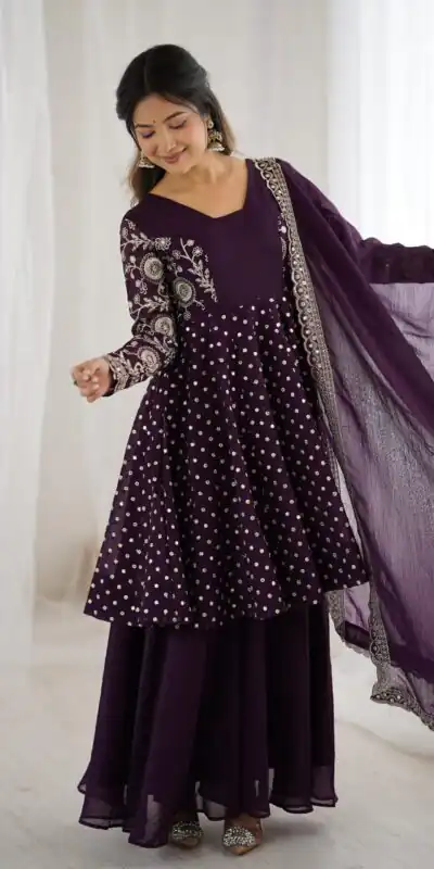 ZSR 3134 Wine Crunchy Silk Salwar Suit Perfect for Wedding, Party, Sangeet, Anniversary, Housewarming Introductory Price ₹2399. Delivery 4-6 | Jump Suits, Casual Suits, Creative suits, Designer Suits, Palazzo Suits, Party Wear Suits, Patiala Suits, Salwar suit, Straight Suits