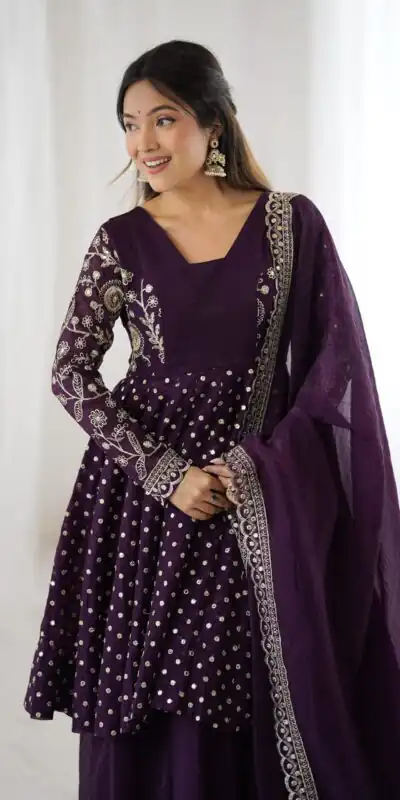 ZSR 3134 Wine Crunchy Silk Salwar Suit Perfect for Wedding, Party, Sangeet, Anniversary, Housewarming Introductory Price ₹2399. Delivery 4-6 | Jump Suits, Casual Suits, Creative suits, Designer Suits, Palazzo Suits, Party Wear Suits, Patiala Suits, Salwar suit, Straight Suits