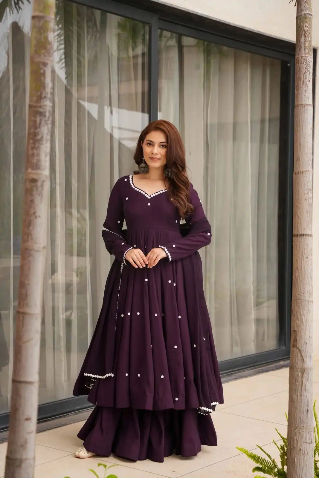 SR 1687 Wine Faux Georgette With Heavy Embroidery Work With Fully Flair Salwar Suit Wedding, Party, Festive, Available at ₹1999 only. Delivery 4-6 Work | Jump Suits, Tops & Bottoms, Track Suits, Trendy Wear, Casual Suits, Creative suits, Designer Suits, Palazzo Suits, Party Wear Suits, Patiala Suits, Salwar suit, Straight Suits