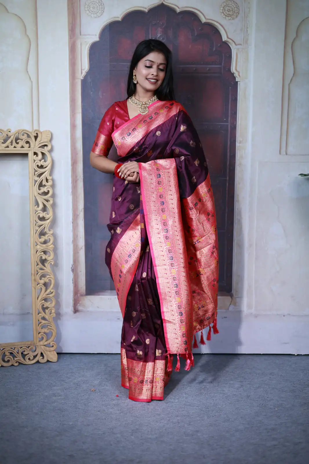 MB 18 Wine Paithani Ajanta Lotus Saree Perfect for Wedding, Party, Lohri, Durga Puja, Eid – . Get it for ₹2449. Delivery 4-6 Working Days. Shop now. | Bollywood Sarees, Creative Sarees, Designer Sarees, Embroidered Sarees, Ethnic Saree, Modern Digital sarees, Party Wear Sarees, Sarees