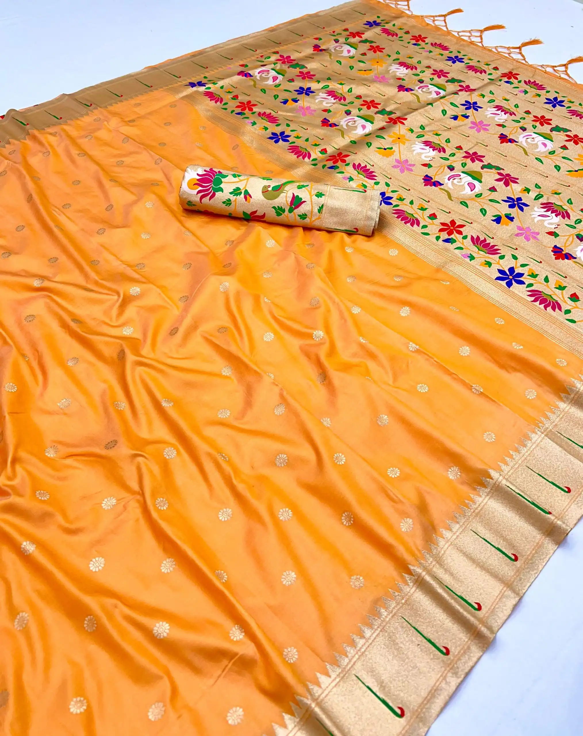 MB 150 Yellow A Pethani silk Saree Perfect for Wedding, Party, Baisakhi, Reception, Traditional Day – . Affordable Price ₹2549. Delivery 4-6 Working | Bollywood Sarees, Creative Sarees, Designer Sarees, Embroidered Sarees, Ethnic Saree, Modern Digital sarees, Party Wear Sarees, Sarees
